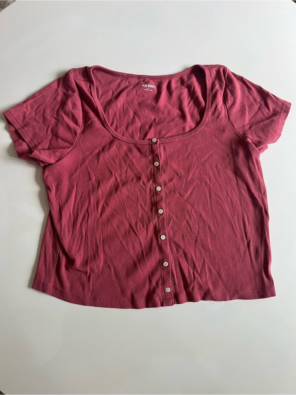 Old Navy Women's Button-Front Scoop Neck Top in Dusty Rose, 2x Plus Size